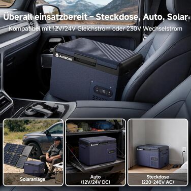 Автомобільний компресорний холодильник AAOBOSI 15л, IPX4, 12/230V, з Wi-Fi керуванням (-20°C до +20°C) для авто, кемпінгу, риболовлі