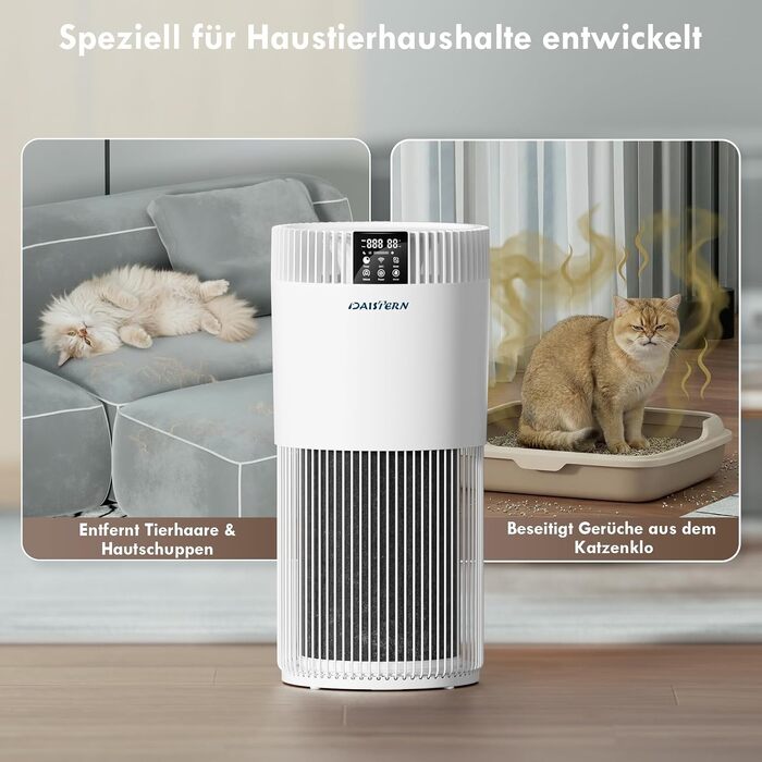 Розумний очищувач повітря з WiFi для власників тварин до 78м², HEPA H13 фільтр, CADR 345м³/год, іонізатор від шерсті, алергенів та запахів
