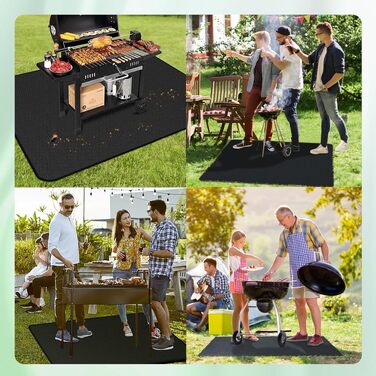 Захисний килимок для гриля UBeesize Grillmatte 132x193 см, вогнетривкий, для тераси, саду, чорний