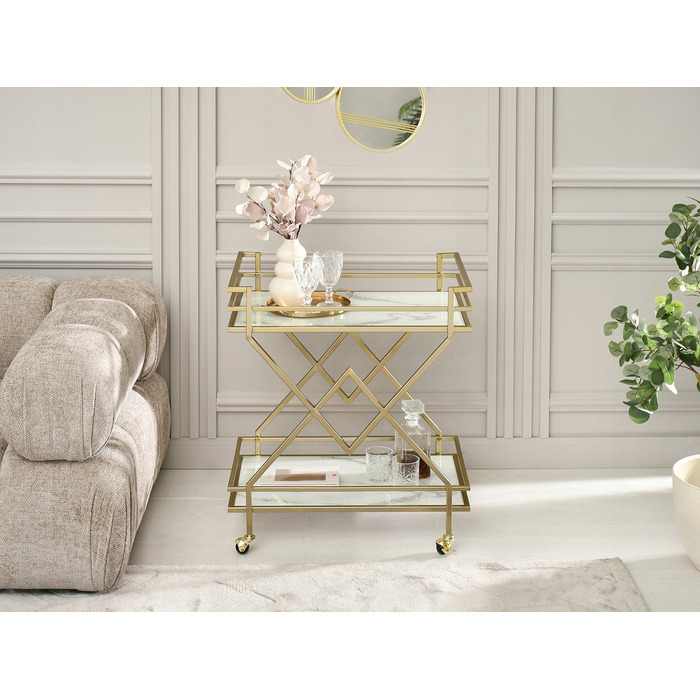Стіл Mebel-Partner прямокутний, 70 x 46 x 81 см, білий з золотим
