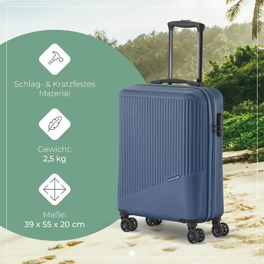 Дорожній чемодан Travelite Bali 34 л, маленький, ABS, жорсткий корпус, 4 колеса, для ручної поклажі, 55 см, відповідає IATA