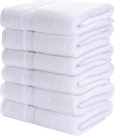 Utopia Towels – набір із 6 середніх банних рушників 100% бавовна з петельками, 60x120 см, м'які та вбираючі рушники для душу, білі