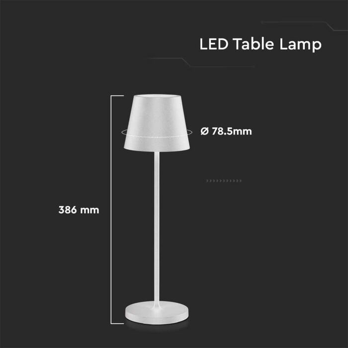 Настільна LED-лампа V-TAC, диммована, бездротова, сенсорна, акумулятор 4400 мА·г, IP54, тепле світло 3000K, для дому, вулиці, ресторану