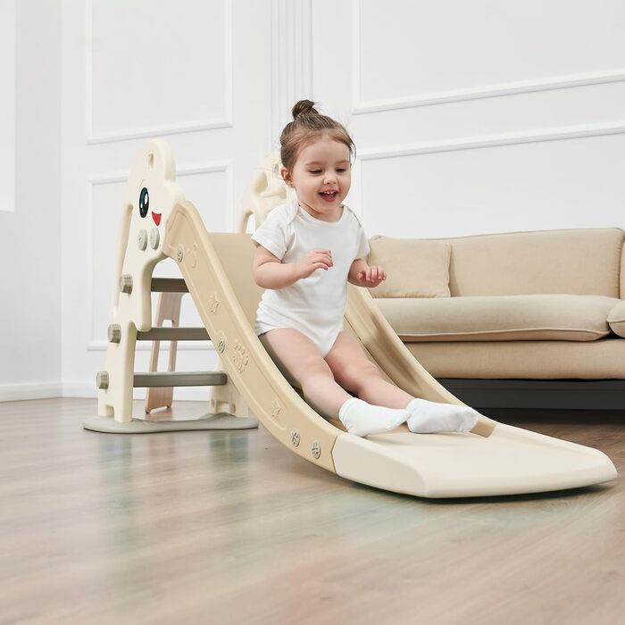 Дитяча гірка Baby Vivo Дельфін для дому та вулиці, пластикова, коричнева. Гірка для малюків з закругленими кутами