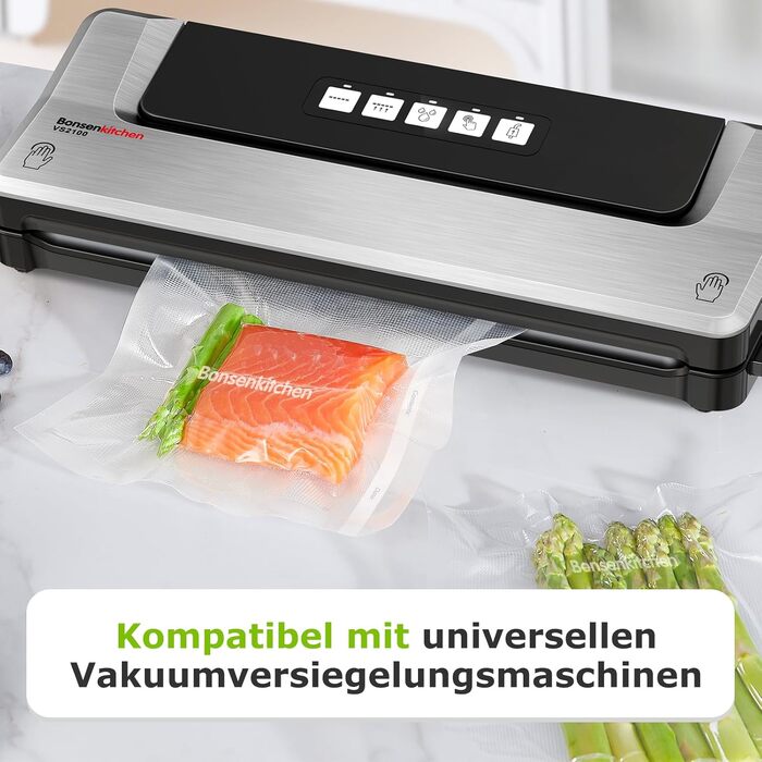 Рулони для вакуумного пакування Bonsenkitchen 28x600 см (2 шт.) - міцні пакети для вакууматора, харчові, для су-від, без BPA