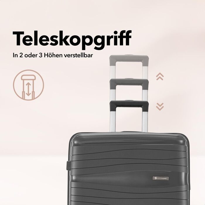 Валіза Travel One Hartschalen – Набір валіз 3 шт (32/60/98л), кодовий замок, 360° колеса, антрацит
