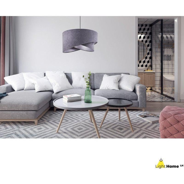 Підвісний світильник Light-Home Milan з абажуром з велюру, індустріальний стиль, темно-сірий і срібний, для вітальні, спальні та їдальні