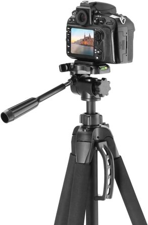 Hama штатив для камери Action 165 3D, легкий фотоштатив 61-165 см, трипод з 3D-головкою, тримачем для смартфона, для дзеркальних камер Canon/Nikon/Sony, чорний