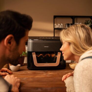 Аерофритюрниця-гриль Cecotec Cecofry & Grill Smokin' 6500 Plus 6.5Л, 2200 Вт, з функцією копчення, подвійним грилем та вікном, чорна