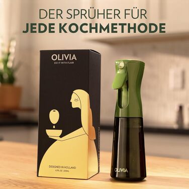 Скляний розпилювач для оливкової олії FLAIROSOL OLIVIA, 200 мл, дозатор для кухні, гриля та аерофритюрниці (Зелений)