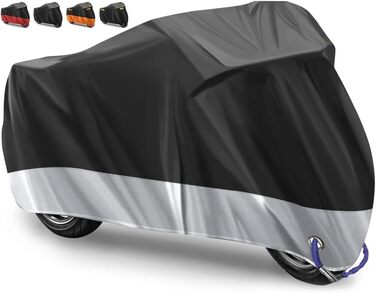 Моточохол водонепроникний 3XL 265x105x125 см, захисний тент для мотоцикла Harley-Davidson, Suzuki, Yamaha, 210D Оксфорд, для вулиці, проти подряпин, сріблястий
