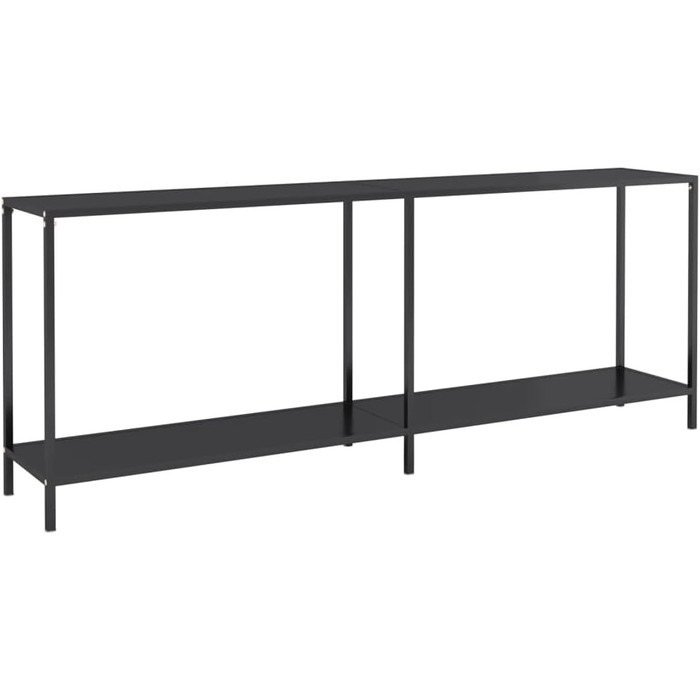 Консольний стіл vidaXL зі скла та сталі, чорний, 200x35x75,5 см – сучасний приставний стіл для коридору, вітальні, з гартованого скла