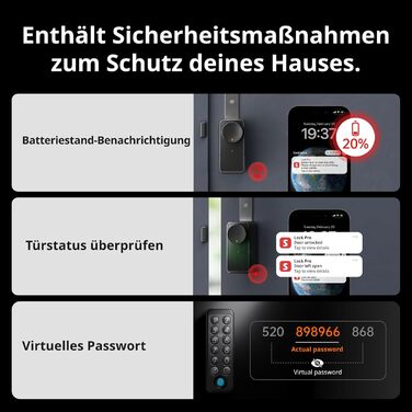 Розумний дверний замок SwitchBot WLAN Smart Lock Pro з сенсорною клавіатурою, відбитком пальця, кодом, підтримкою Alexa, Google, Matter, електронний замок для дверей, відкривання через додаток