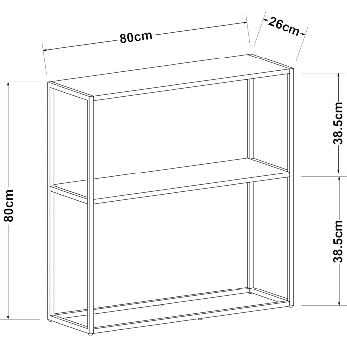 Консольний стіл en.casa Strömstad з полицею, металевий каркас, чорний матовий, 80x80x26 см, для коридору, вітальні, спальні та офісу