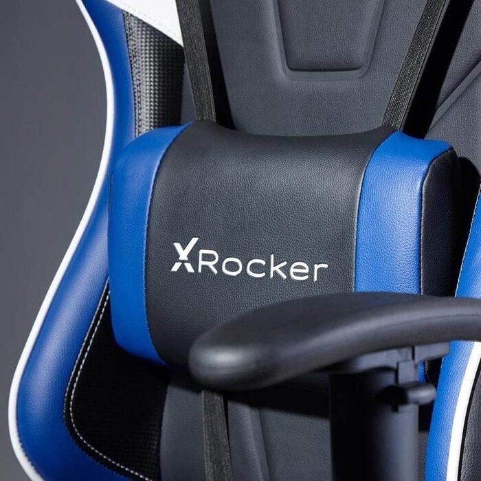 Ігрове крісло X Rocker Agility, ергономічне, офісне, з підлокітниками, гойдалкою, поворотне, регульоване по висоті, синьо-чорне