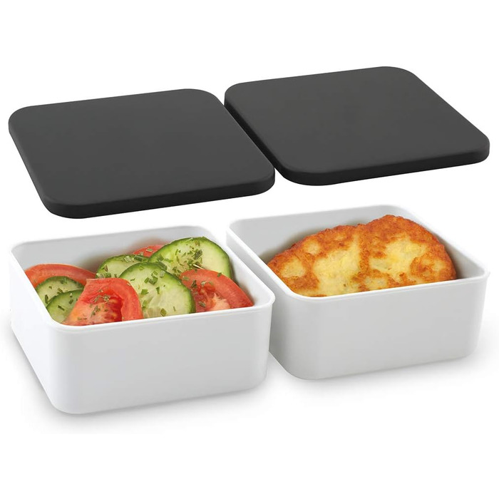 Ланч-система Cloer 800S2-1 Bento Box 15 предметів, XXL 2100 мл, роздільна, з аксесуарами, ланчбокс та контейнер для їжі для дітей і дорослих, білий