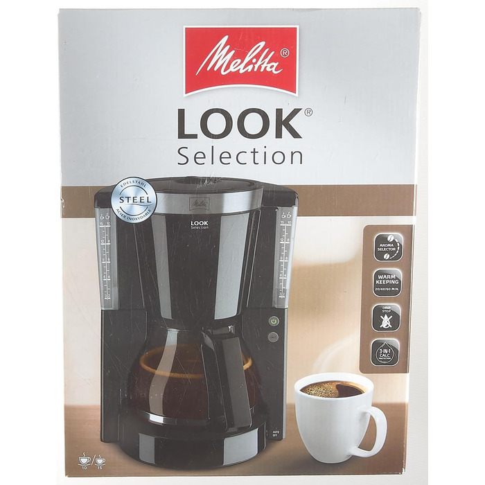 Кавоварка фільтраційна Melitta Look IV Selection з скляною колбою, 10 чашок, краплестоп, чорна