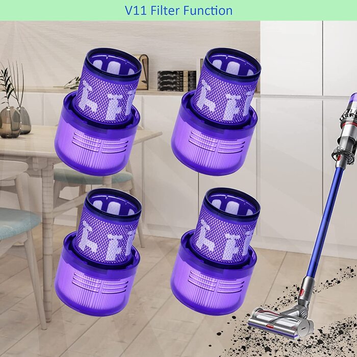 Комплект з 4 фільтрів Laukowind для пилососа Dyson V12, багаторазові миючі фільтри для Dyson V12 Detect Absolute Extra, Total Clean, Fluffy, заміна 971517-01
