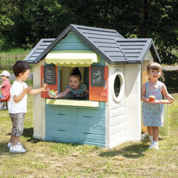 Дитячий ігровий будиночок Smoby Life Chef з кухнею та прилавком (124x132x135 см) - вуличний, з переробленого пластику, для дітей від 2 років