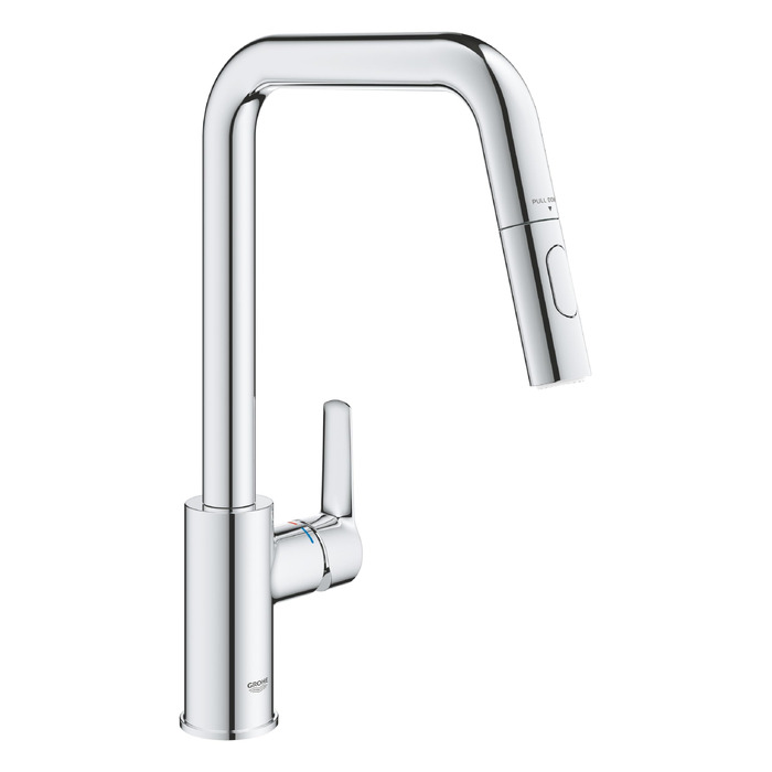 Змішувач кухонний GROHE Start чорний, висувна лійка, поворотний на 360°, економія води, легкий монтаж 306312430