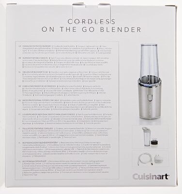 Портативний блендер Cuisinart 450 мл, акумуляторний, USB, для смузі, льоду, фрапе, молочних коктейлів, BPA-free Tritan, з кришкою та стаціонарною підставкою