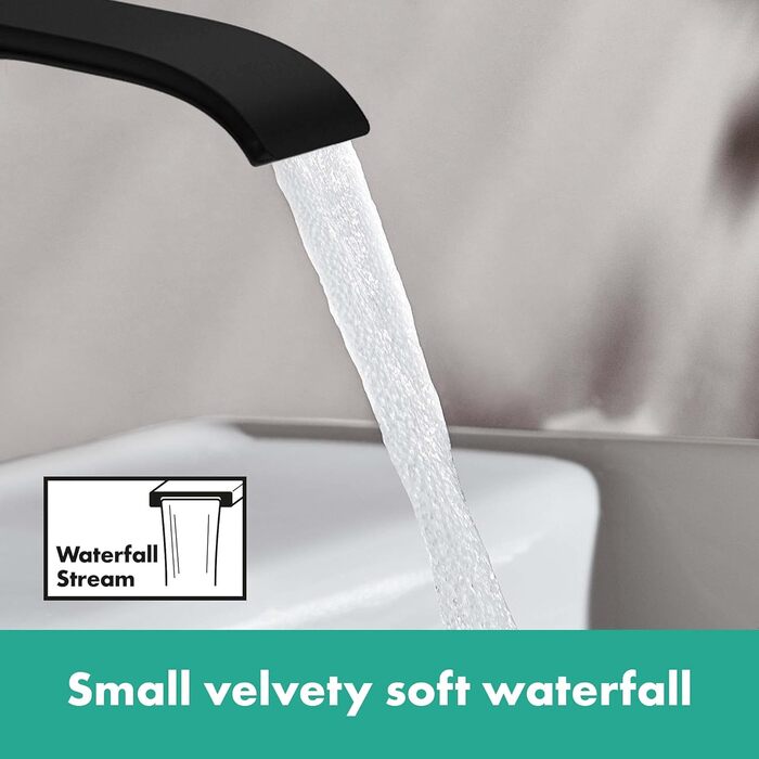 Змішувач для ванної кімнати Hansgrohe Vivenis з висотою виливу 110 мм (чорний мат), економія води (EcoSmart), артикул 75022000