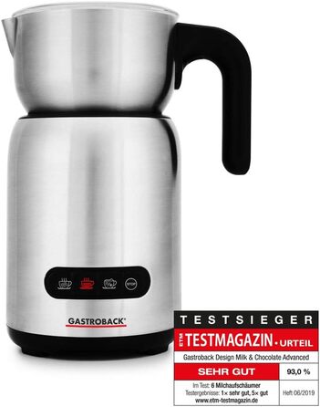 Індукційний електричний спінювач молока GASTROBACK Design Milk and Chocolate Advanced 650 Вт, 1 л, для гарячого шоколаду, чорний/сріблястий