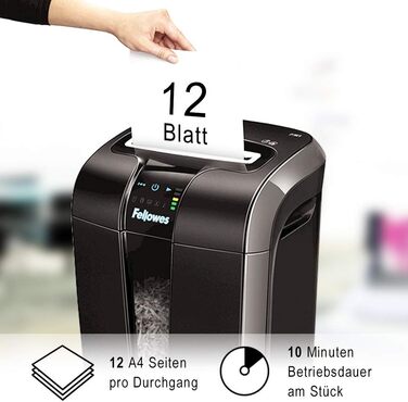Fellowes Powershred 15C - Офісний шредер для дому, 15 листів, білий, 19 л