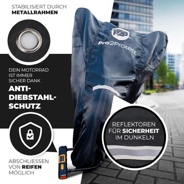 Водонепроникний чохол для мотоцикла та скутера Pro2Protect® чорно-білий, погодозахисний зовнішній захисний тент для Moped, Vespa та Roller
