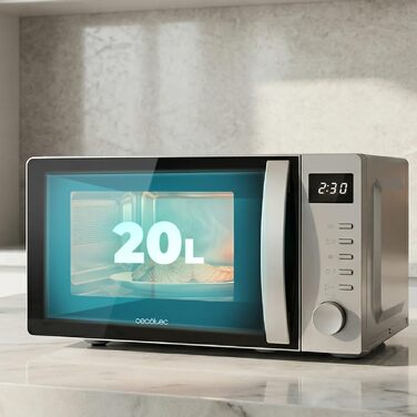 Мікрохвильова піч Cecotec Proclean 5105 Silver 20л з грилем, технологією 3DWave та функцією розморожування, сіра