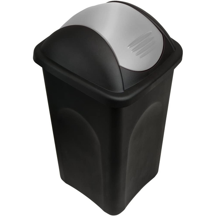 Смітник Stefanplast з маятниковою кришкою 60 л, чорний/сріблястий
