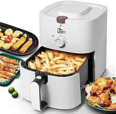 Аерофритюрниця Heißluftfritteuse 4L XL, 1500W з функціями підігріву та підігріву страв, антипригарний кошик, без олії, біла