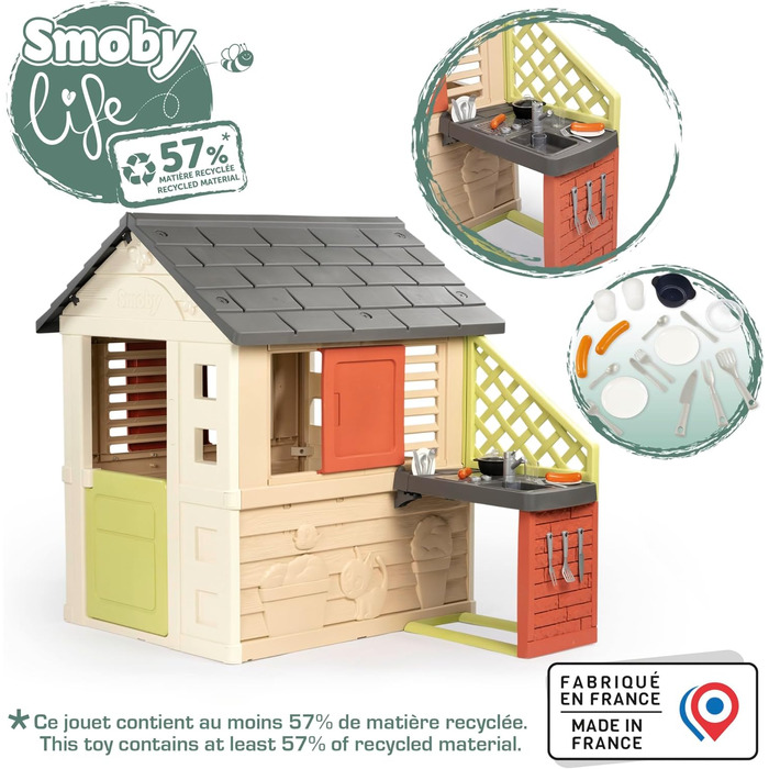 Дитячий ігровий будиночок Smoby Life Natura з кухнею, 2+ роки, з аксесуарами 7600810739