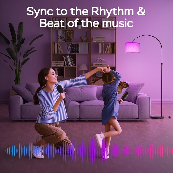 Розумна підлогова лампа Modlicht з RGB, сумісна з Alexa та Google Home, димована, Wi-Fi, зміна кольору, E27 9W, для вітальні та спальні, лляний абажур