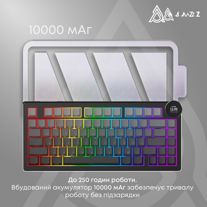 Бездротова механічна клавіатура Ajazz AK820 V2 White Peach Switch (AK820-V2-WP-S-W)