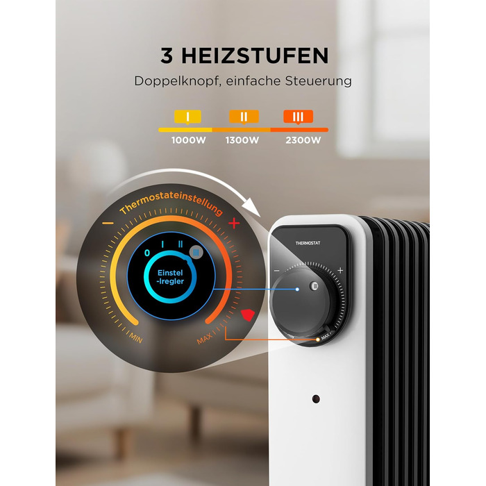 Масляний радіатор Midea NY2311-24UR, 2300 Вт, 11 секцій, з пультом ДК та LED-дисплеєм, чорний