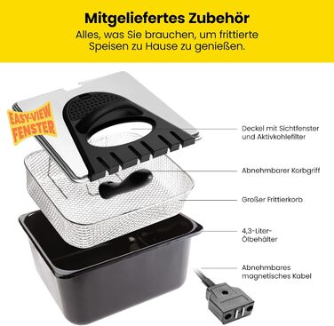 Фритюрниця Chefman 4,3 л з кошиком, XL, регульована температура, таймер, знімний масляний контейнер, нержавіюча сталь, для курки, картоплі фрі, морепродуктів