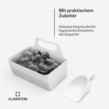 Льодогенератор Klarstein IceCraft 12 кг/24 год, швидке виробництво льоду (6 хв), 2 розміри, автоматичне очищення, для кухні та бару, 150 Вт, білий