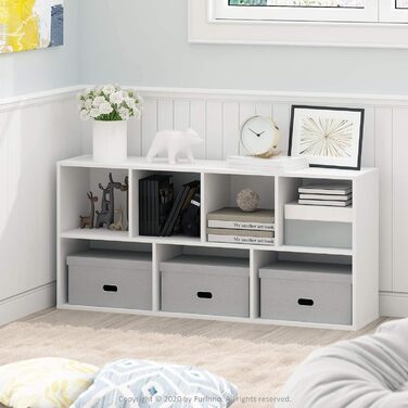 Стелаж Furinno Luder, 7 секцій, двосторонній, білий, відкритий