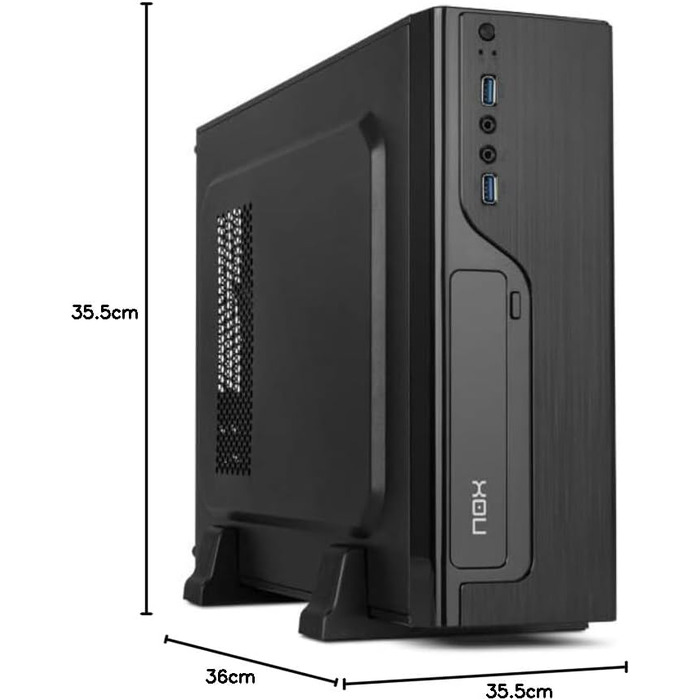 Корпус для ПК NOX LITE070 Mini-Tower з блоком живлення 500 Вт, USB 3.0, вентилятор 80 мм, підтримка Micro ATX/ITX, чорний, передня панель з шліфованим покриттям