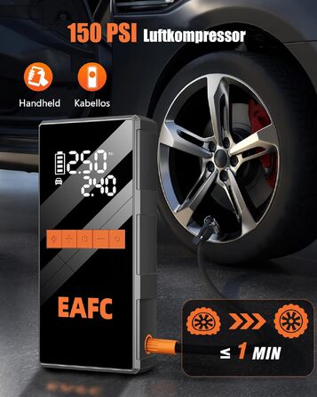 Пусковий інвертор (бустер) 4000A з компресором 150 PSI, Powerbank 12V для авто (бензин до 10л, дизель до 6л) з LED-дисплеєм та USB-C, набір у сумці