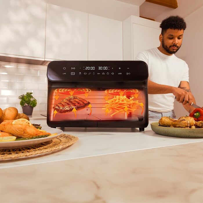 Аерофритюрниця Cecotec CecoFry Advance Double 9 л, 2850 Вт, цифрова, без олії, з двома кошиками та технологією PerfectCook