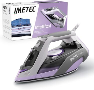 Парова праска Imetec Intellifast 2400 Вт, керамічна підошва Diamond, автоматичне регулювання пари і температури, потрійний захист від накипу, 1.9 м кабель