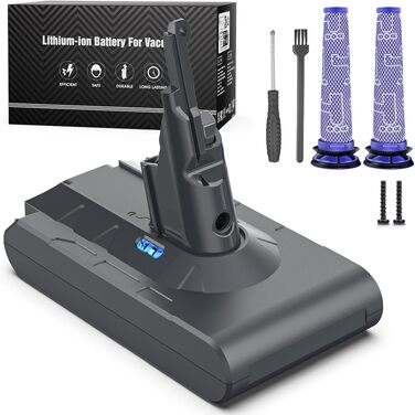 Акумулятор Keenstone 8000 mAh для пилососа Dyson V8 (SV10 Absolute, Fluffy, Extra, Animal Plus, Motorhead Pro, Parquet Slim) + 2 фільтри, викрутка та гвинти