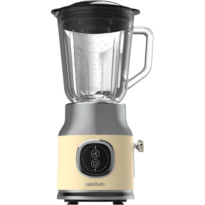 Блендер стаціонарний Cecotec RetroTwist Black 800W з глечиком 1л, титанове покриття ножів, імпульсний режим, вінтажний дизайн (жовтий)