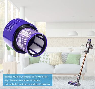 Набір з 4 фільтрів для пилососа Dyson V10 SV12, Laukowind, миючі змінні фільтри з щіткою для моделей Cyclone, Animal, Absolute, заміна DY-969082-01