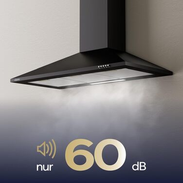 Витяжка для кухні CIARRA CBCS6201 A++ пірамідальна, нержавіюча сталь, 90 см, 404 м³/год, з вугільним фільтром CBCF002X2, режим відведення та рециркуляції