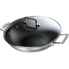 Вок Le Creuset з антипригарним покриттям, Ø 30 см, з кришкою, для всіх плит (індукція), нержавіюча сталь, сріблястий