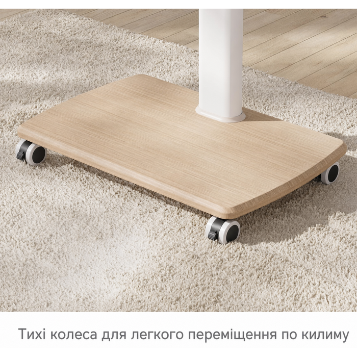 Підлогова стійка для телевізора FITUEYES на колесах з дерев'яною полицею, регульована висота і кут, для телевізорів 32–70 дюймів, до 40 кг, VESA 400x600