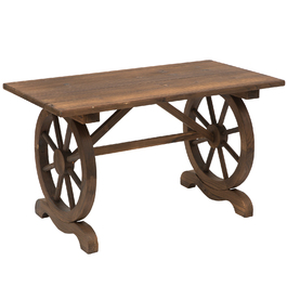 Outsunny Garden Table Балконний стіл з масиву дерева Дерев'яний стіл Форма колеса Атмосферостійкий Природний 113 x W60 x H65 см